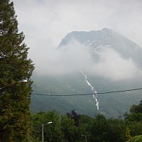Melting snow and low clouds