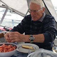 Prawn lunch in the cockpit