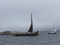 A Dutch Barge entering Elløs fjord as we left Sunday morning
