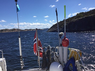 Siller Lass  moored in the natural harbour by Lyr
