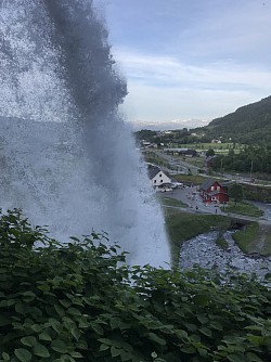 Behind the waterfall at Steinsdalen